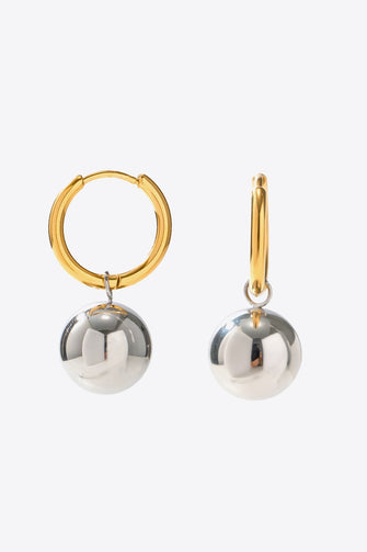 18K Gold-Plated Copper Ball Drop Earrings Gold Silver One Size
