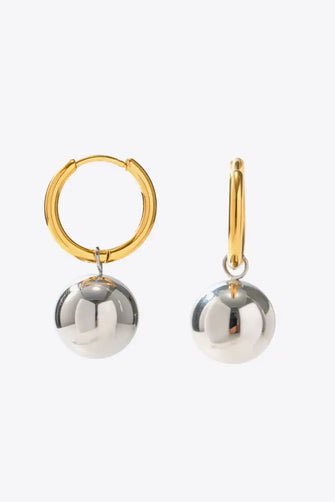 18K Gold-Plated Copper Ball Drop Earrings Gold Silver One Size Earrings