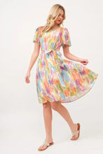 Lime 'N' Chili Watercolor Print Tie Front Midi Dress Casual Dresses