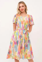 Lime 'N' Chili Watercolor Print Tie Front Midi Dress Casual Dresses