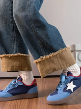 Contrast Star Lace-Up Athletic Sneakers Blue