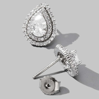 925 Sterling Silver Zircon Teardrop Shape Stud Earrings Silver One Size