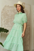 Davi & Dani Checkered Puff Sleeve Tiered Shirt Dress Casual Dresses