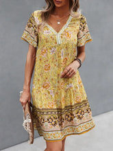 Floral Print V-Neck Summer Dress Pastel Yellow