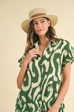 Annie Wear Abstract Printed Frill Sleeve Shirt Mini Dress Casual Dresses
