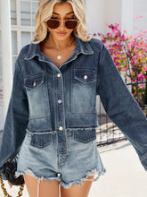Button Up Long Sleeve Denim Jacket with Pockets Casual Dresses