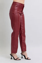 Judy Blue Full Size High Waist Tummy Control Faux Leather Straight Pants Plus Size Woman Pants