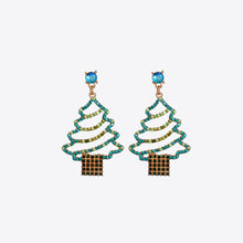 Rhinestone Alloy Christmas Tree Earrings Mid Green One Size