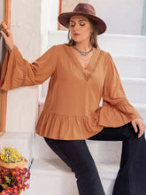 Plus Size V-Neck Peplum Blouse Woman Blouses