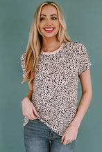 Animal Print Round Neck Tee Apricot Woman T Shirts