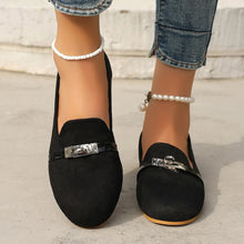 Round Toe Flat Suede Slip-Ons Black
