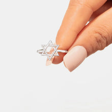 925 Sterling Silver Inlaid Zircon Hexagram Ring Rings