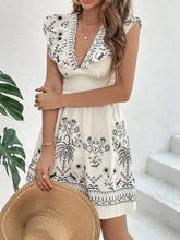 Smocked Ruffled Cap Sleeve Mini Dress Casual Dresses