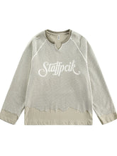 Men's Vintage Mesh Letter Notched Sweatshirt Green