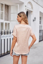 Leopard Print Curved Hem Satin Top Woman T Shirts
