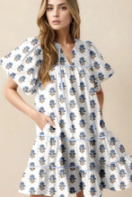 Floral Puff Sleeve Mini Dress with Pockets