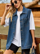 Button Down Denim Vest Woman Outerwear