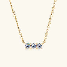 925 Sterling Silver Inlaid Moissanite Bar Necklace Gold One Size