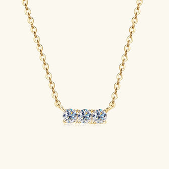 925 Sterling Silver Inlaid Moissanite Bar Necklace Gold One Size