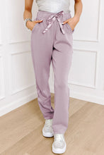 Drawstring Pants with Pockets Pink Purple