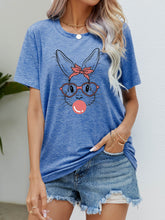 Easter Bunny Graphic Round Neck T-Shirt Cobalt Blue