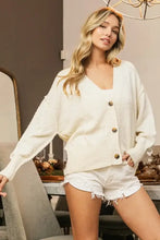 BiBi V-Neck Button Up Dropped Shoulder Cardigan Woman Outerwear