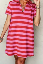 Casual Striped Polo Collar T-Shirt Dress Casual Dresses