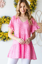 Heimish Full Size Leopard Ruffle Trim Short Sleeve Top Woman Blouses