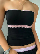 Devine Lace Detail Tube Top Black Tanks & Camis