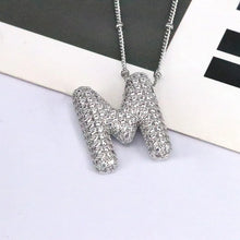 Copper Inlaid Zircon Letter Pendant Necklace Style M One Size