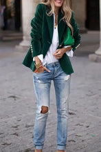 One Button Lapel Collar Long Sleeve Blazer Woman Outerwear
