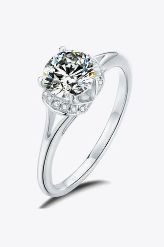 1 Carat Moissanite Split Shank Ring Silver Rings