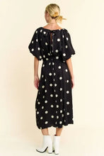 Davi & Dani Polka Dot Puff Sleeves Waist Tie Midi Dress Casual Dresses