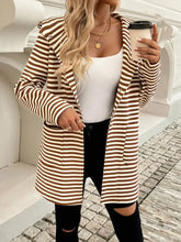 Devine Striped Long Sleeve Hooded Outerwear Casual Dresses