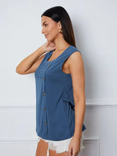 Square Neck Decorative Button Tank Tanks & Camis