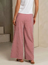 Red and white gingham print wide leg casual pants with a relaxed fit and breathable fabric for everyday wear