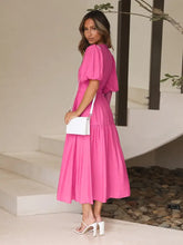 Surplice Half Puff Sleeve Midi Dress Casual Dresses