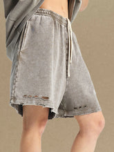 Men's Distressed Drawstring Shorts Gray