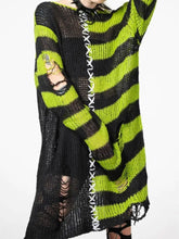 Striped Distressed Tunic Sweater Sweater Pullovers