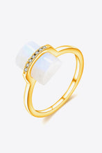 Natural Moonstone Platinum-Plated Ring Gold
