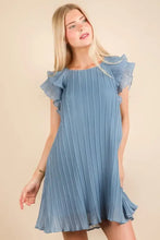 VERY J Plus Size Ruffle Sleeve Pleated Woven Mini Dress Casual Dresses