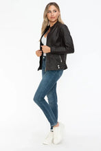 Snobbish Faux Leather Biker Jacket with Side Zip Pockets Woman Outerwear