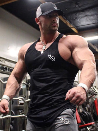 Men's Round Neck Racerback Tank Black
