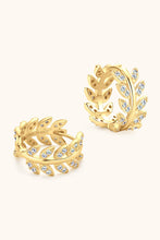 Moissanite Leaf 925 Sterling Silver Earrings Gold One Size