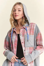 ADORA Button Down Plaid Hoodie Shacket Woman Outerwear
