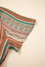 Bohemian Floral Print Buttoned V Neck Ruffle Tiered Dress Casual Dresses