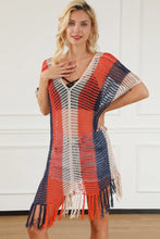 Tassel Color Block V-Neck Cover Up Multicolor