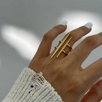 Stainless Steel Asymmetrical Ring Gold One Size