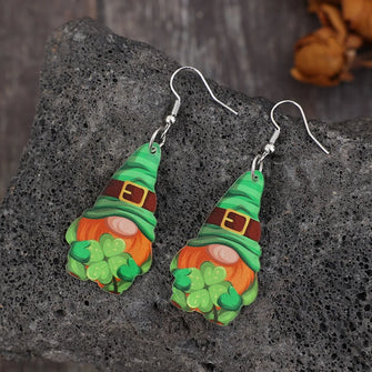 Wooden Alloy Dangle Earrings Green One Size
