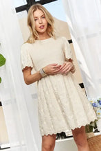 ADORA Rround Neck Crinkle Babydoll Dress Casual Dresses